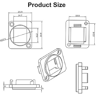 4PCS D-Type Buckle,Industrial Panel Mount Bulkhead,Suitable for RJ45 Cat6,Cat6A,USB 3.0,2.0,Cat 5E,Cat 3,Cat 7,D-Type HDMI and Other D-Type Module