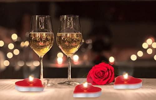THE TWIDDLERS - 50 Red Heart Shaped Candles, 4cm - Smoke Free Tea Light Scented Candle for Christmas Romantic Dinner Birthday Home Party Decorations