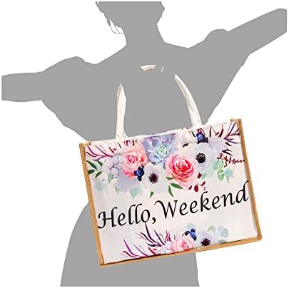 Women's Tote Handbags FACHNUO Canvas Large Jute Shoulder Bag with Rose Flower Printing, Weaving Gift Tote Bag for Girls, Women, Spring, Weekend, Beach, Picnic, Outing 1 Women's Tote Handbags FACHNUO Canvas Large Jute Shoulder Bag with Rose Flower Printing, Weaving Gift Tote Bag for Girls, Women, Spring, Weekend, Beach, Picnic, Outing