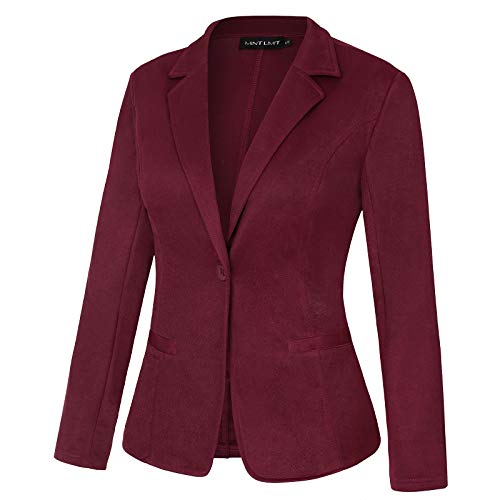 Mintlimit Blazers For Women Casual Long Sleeve Button Front Stretchy Cardigan Work Office Blazers Jacket With Pockets (Wine Red, Size Xl) #TOP1