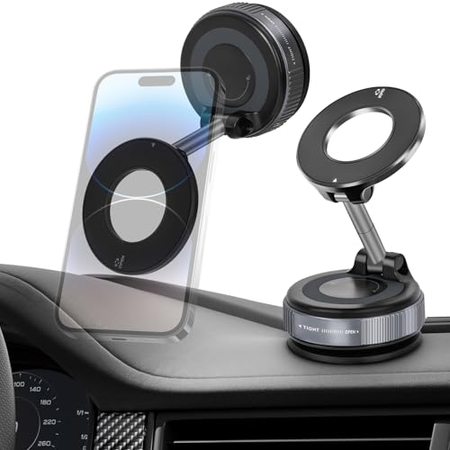 Image of Jikasho Magnetic Phone Holder for Car, Suction Cup Phone Mount for Magsafe | 360 Adjustable Vacuum Car Phone Mount, Hands-Free Phone Holders for Your Car for iPhone 17 Pro Max 16 15 14 13 12 Air Plus