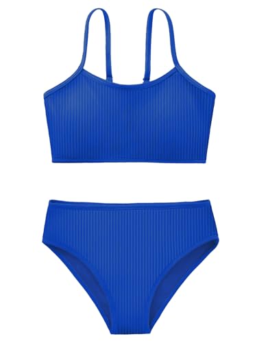 Image of Girl's 2 Piece Swimsuit Solid Spaghetti Strap Bikini Sets Beach Bathing Suit Swimwear for Teen Kids