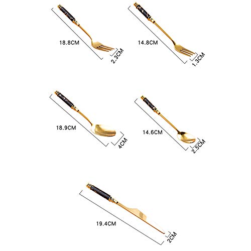 Ensemble de couverts en argenterie, 30 pièces, ensemble, vaisselle, manche céramique marbre, couteau, fourchette, cuillère, à steak, dessert, lavable au lave-vaisselle, vert