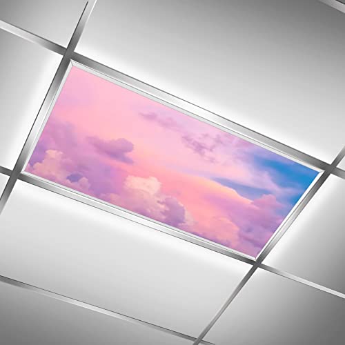 Colorful Clouds Sunset Sky,Red Purple Pink Blue,Light Diffusers,Light Filters For Ceiling Lights Classroom & Office-Decorative Lighting,24"X 48" #TOP23