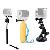 VVHOOY Float Handle Grip Adjustable Selfie Stick Monopod Car Suction Cup Mount Holder Compatible with AKASO Brave 4/Brave 5/V50 Native 4K/Crosstour Waterproof Action Camera Mounting Bundle Accessories