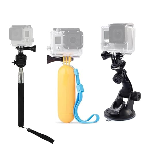 Action Camera Accessories Kit Compatible with Gopro Hero 13 12 11 10 9 8/AKASO EK7000/Brave 4/Brave 7 LE/V50X /Dragon Touch/Apexcam/ODDV Camera Selfie Stick Floating Handle Grip Suction Cup Mount ﻿