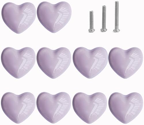 SWZHAI 6-Pack Black Ceramic Cabinet Knobs - Heart Shaped Drawer Pulls For Kitchen, Dresser, Wardrobe