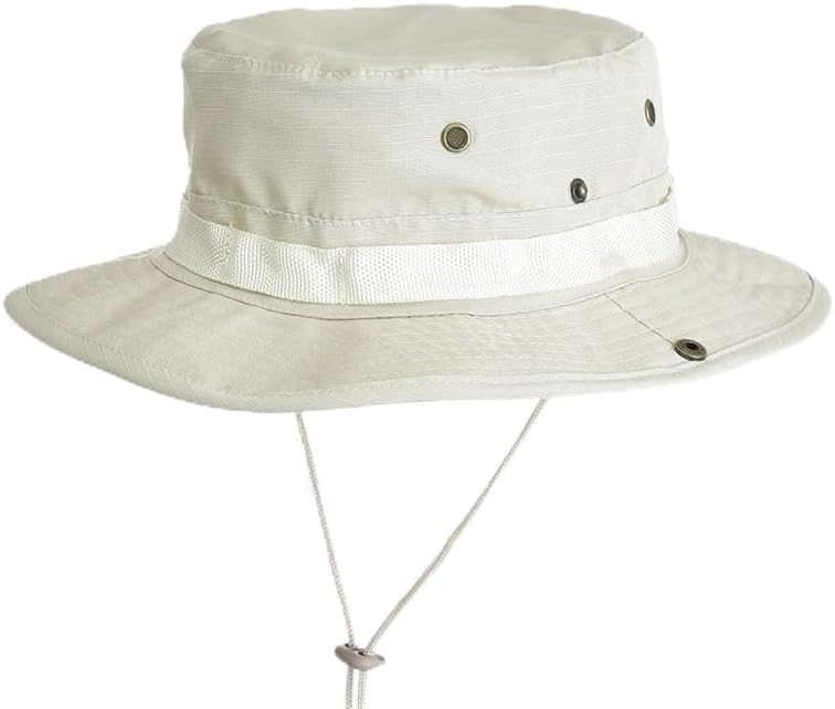Men & Women Wide-Brim Sun-Boonie-Hat Safari Foldable Fishing-Hat UPF 50+ Bucket-Hat for Fishing Hiking Khaki