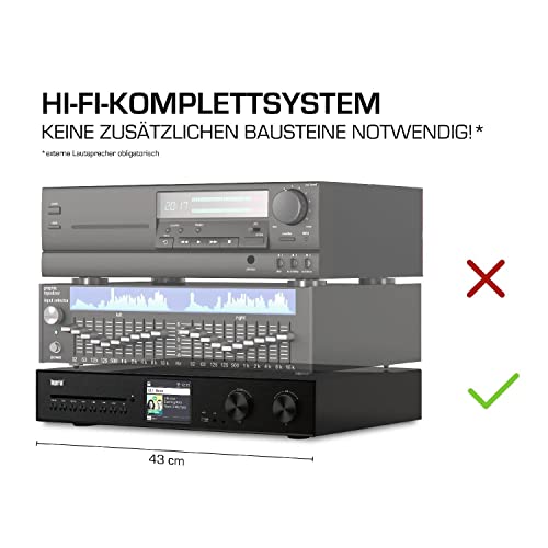 Imperial DABMAN i560 CD - HiFi Anlage mit Verstärker und CD Player - Internetradio/Digitalradio (DAB+ / DAB/UKW/WLAN/LAN, HDMI ARC, Bluetooth senden und empfangen, Streaming Dienste) schwarz