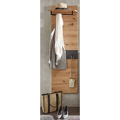 Lomadox Garderobenpaneel in Artisan Eiche Nb. mit Graphit B/H/T: ca. 50/170/30 cm