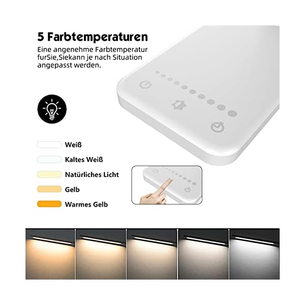 TOVXAFUR LED Schreibtischlampe 5 Lichtfarben und 4 Helligkeitsstufen Dimmbare Memory Funktion USB-Anschluss für Büro… – Bild 5