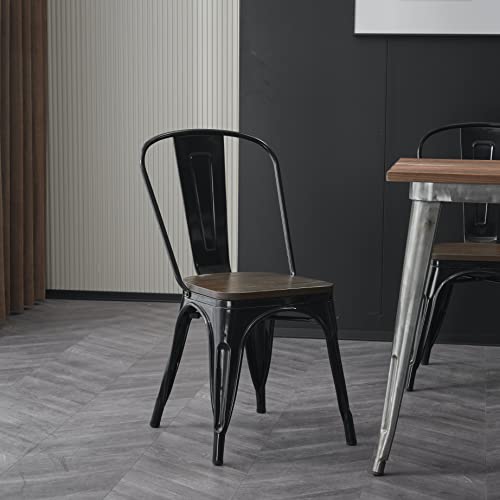 image for Nazhura Metal Dining Chair Farmhouse Tolix Style for Kitchen Dining Ro