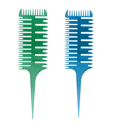 Grey990 Fishbone Comb ，3-Sided Teeth Hairbrush Art Highlighting Diy Hairstyle Dyeing Tool For Style Beauty Salon Pink #TOP2