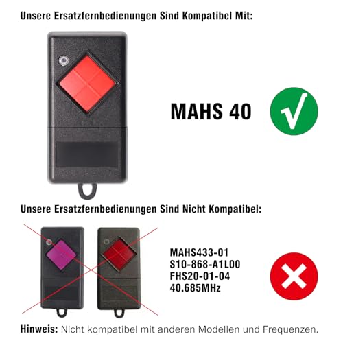 RUIZHI 40,685MHz Garagentoröffner, 1 Stück Garagentor Fernbedienung, Kompatibel mit Dicket 40,685MHz MAHS40-01, MAHS40-04 Fernbedienung, 1 Taste