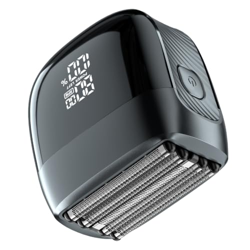 Image of Electric Foil Shaver for Men: Upgraded 5-Blade System, IPX8 Waterproof & LED Display, 2 Power Levels,90-Min Runtime,USB-C Fast Charge with Magnetic Guard & Brush Gifts for Father Pewter