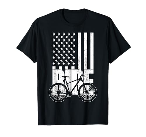 American USA Flag Road Biking Cycling Ride Bicycle Cycling Camiseta