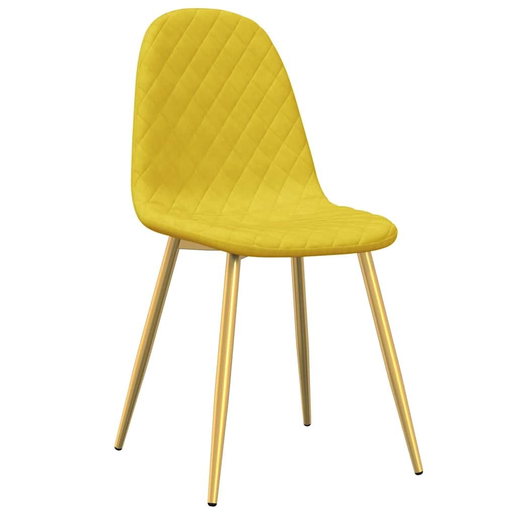 Lot de 4 Chaises à Manger Jaune Moutarde Velours