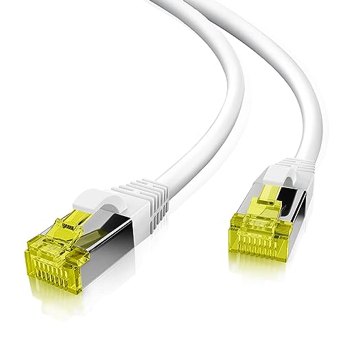 helos GRS zertifiziertes Cat 6a câble patch avec Cat 7 Rohkabel TPE blanc 10,0 m
