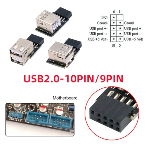 Adaptadores USB 2.0 para panel frontal placa madre 3 piezas miniatura 5