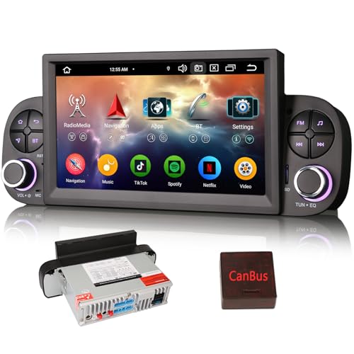 【Android 14- 4GB RAM+64GB ROM】 Questa autoradio con Touchscreen per Fiat Panda (MK3 Tipo 319) 2013-2020 ha Android 14.0 OS, Octa-Core, 8*A53 64-bit 2.0GHz CPU, High-Speed Processin. Decodifica CANbus ottimizzata, mantenere la funzione originale di lavoro. Supporto di 1 scheda/3 USB con capacità di archiviazione di 4*256GB. Schermo IPS multi-touch da 7 pollici, display full HD ultra chiaro. Supporta il controllo del volante, il Bluetooth, la radio con RDS, il sistema vivavoce, la navigazione GPS, l'ingresso della telecamera di retromarcia...
