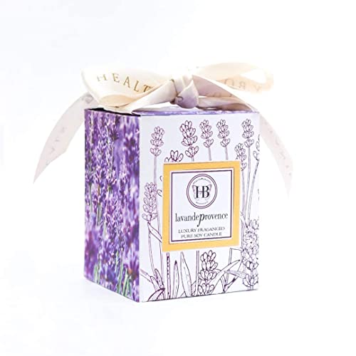 Hb Botanicals Luxury Candle Lavande Provence Highly Scented Soy Candle Lavender Wax. Clean Burn In 7.5 Oz Frosted Gold Glass. Beautiful Gold Embossed Gift Box. Gift Wrapped! Safe Cotton Wick #TOP4