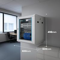 Extralink Serverschrank 19 Zoll 9HE – Netzwerkschrank 600mm Tiefe zur Wand- oder Standmontage, Traglast 60 kg, gehärtete Glastür, abschließbar 180° Öffnung, grau – für Heimnetzwerk & IT-Geräte – Ansicht 6