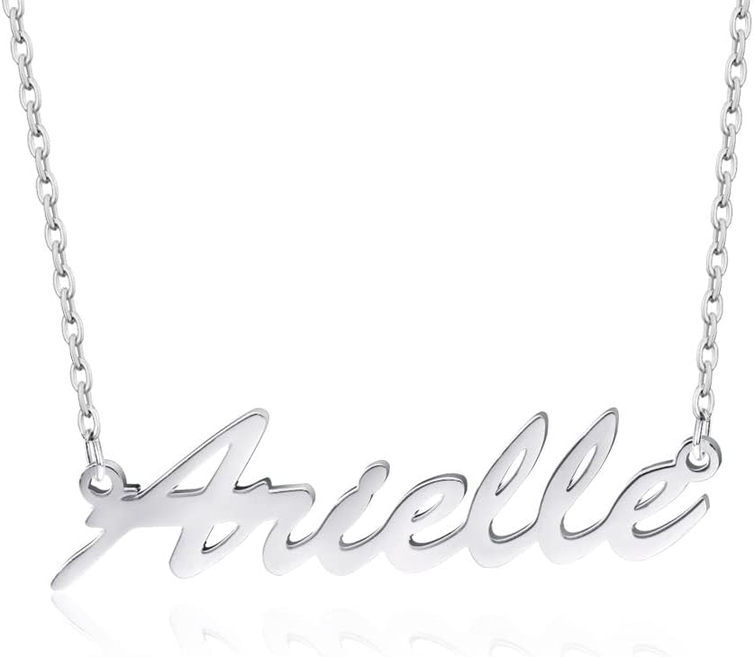 Dreamdecor Name Necklace Personalized, Sterling Silver Custom Nameplate Necklace Charm Jewelry Gift for Women