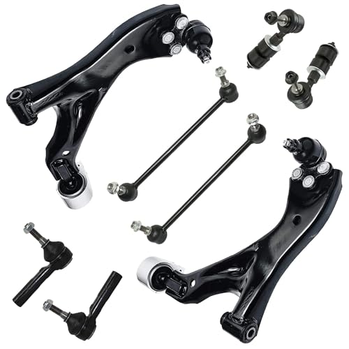 Image of Detroit Axle - 8pc Front End Kit for 2005-2006 Chevy Equinox 2002-2007 Saturn VUE 2006 Pontiac Torrent 2 Lower Control Arms w /Ball Joints 2 Outer Tie Rod Ends 4 Front Rear Sway Bar Links Replacement