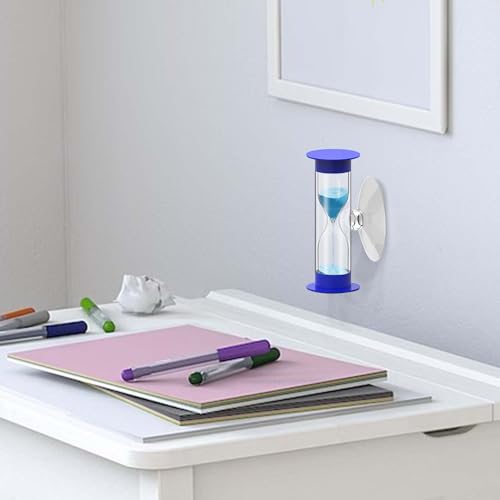 2 Minute Hourglass Sand Timer with Suction Cup,Unbreakable Sucker Sand Clock Timer 2 min,Plastic Mini Sand Watch,Rotatable Reloj De Arena for Kids Toothbrush(Blue) - Thumbnail 3