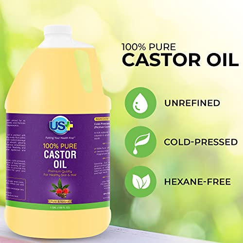 100% Pure Castor Oil - Cold-Pressed, Unrefined, Hexane-Free - Premium Quality - Usp Grade (1 Gallon) #TOP1