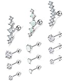 Besteel 16G Stainless Steel Cartilage Stud Earrings CZ Helix Tragus Daith Monroe Piercing Set for Women Men