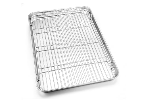 Homikit 20x14 Inches XL Stainless Steel Baking Sheet with Wire Cooling Rack