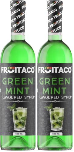 Image of Fruitaco Green Mint Syrup 500ML | Mixer for Mocktails, Cocktails, Drinks, Juices, Beverages | Non Alcoholic Mix (Pack of 2)