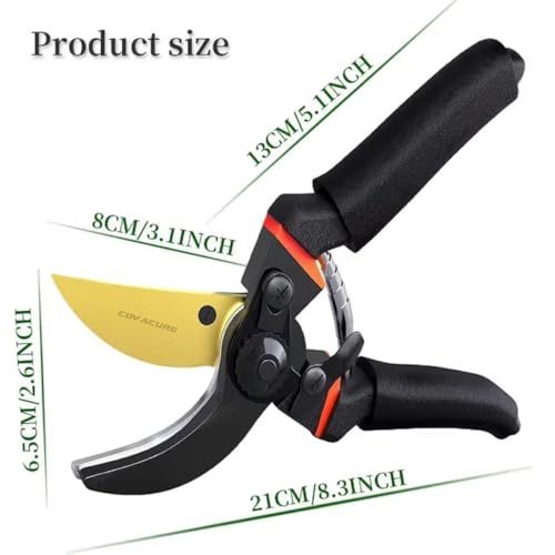 Image of COVACURE 8 Inch Heavy Duty Gardening Scissors - Pack of 1 | Plants Scissor | Garden Shear Tree Branch Pruner | Gardening Cutter Tool | Plant Cutter For Home Garden | Wood Branch Trimmer