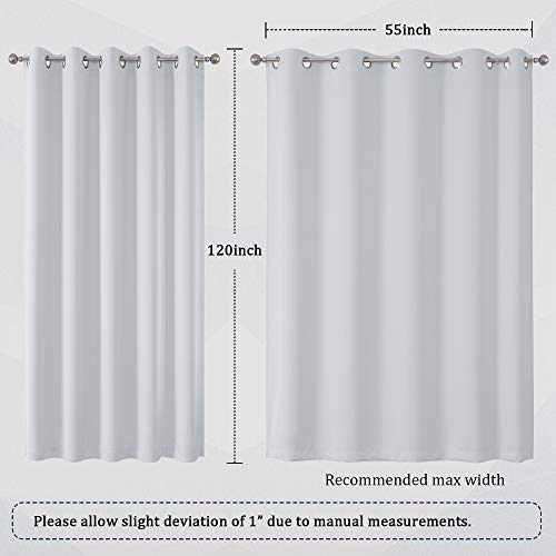 Dualife Greyish White Curtains 120 Inch Length Grommet Top Blackout Curtain Panels For Bedroom Window Treatment Room Darkening Window Drapes For Living Room Set Of 2 Panels 60 X 120 Inches Long #TOP5