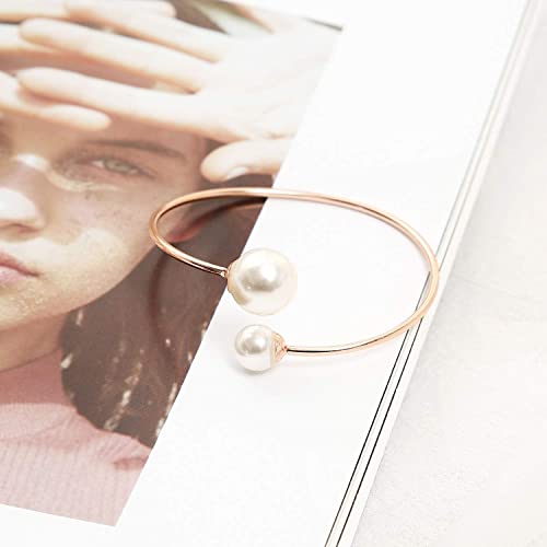 ASHMITA Rose Gold Bangle for Women Shell Pearl Cuff Fashion Bracelet Adjustable2