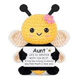 Gleevera Mothers Day Aunt Gifts from Niece Nephew, Birthday Gifts for Aunt Ideas - Cute Handmade Crochet Bee - Christmas Valentines for Auntie, Emotional Support Crochet Decor