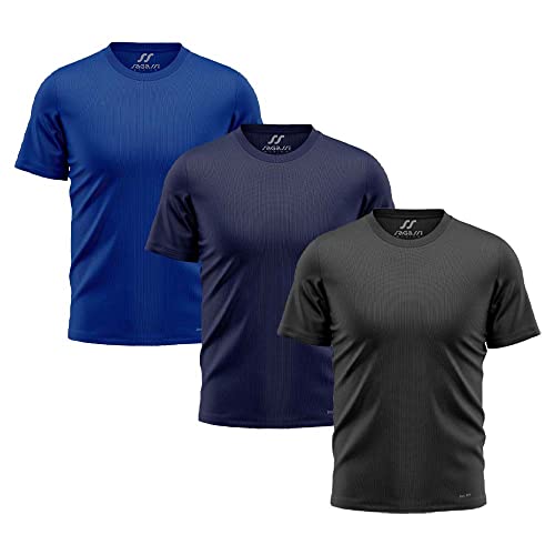 Kit 3 Camisetas Masculina Sagassi Dry Fit Manga Curta Treino Academia Caminhada, Tamanho G