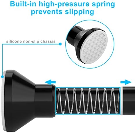 Shower Curtain Pole Black Tension Rod Extendable Shower Curtain Rail 66-120CM Curtain Pole No Drilling Telescopic Curtain Rod for Bath Curtain Kitchen