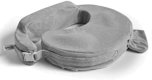 My Brest Friend Deluxe Nursing Pillow for Breastfeeding & Bottle Feeding, Enhanced Posture Support, Double Straps & Removable Extra Soft Slipcover, Evening Grey