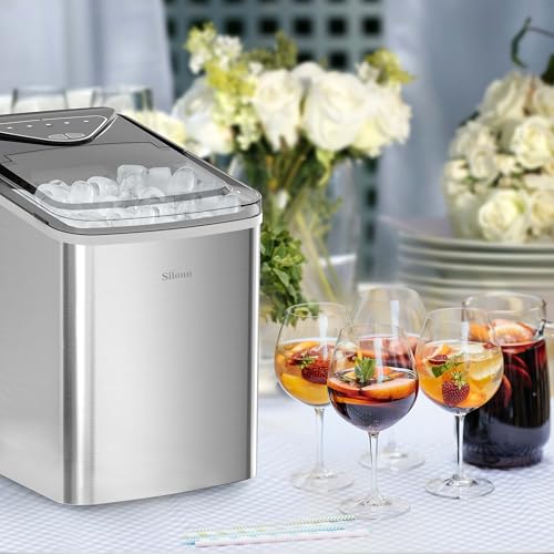 Image of Ice Maker Machine for Countertop, 9 Ice Cubes Ready in 6 Minutes, 26lbs in 24Hrs Portable Ice Maker Machine Self-Cleaning, 2 Sizes of Bullet-Shaped Ice for Home Kitchen Office Bar Party