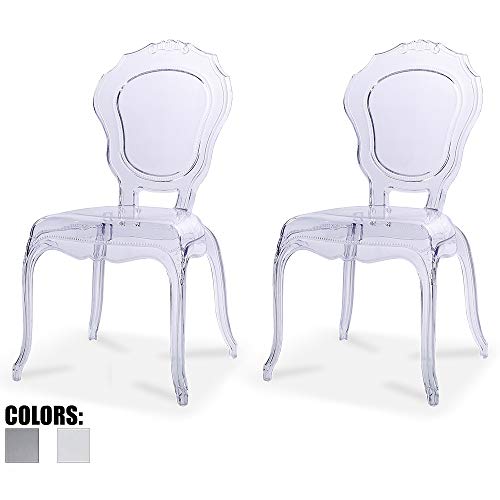 2Xhome - Belle Style Ghost Side Chair - High Quality Dining Room Chair - Clear Accent Seat - Lounge No Arm Arms Armless Less Chairs Seats Higher Fine Modern Designer Artistic Classic Mold (793943182239)