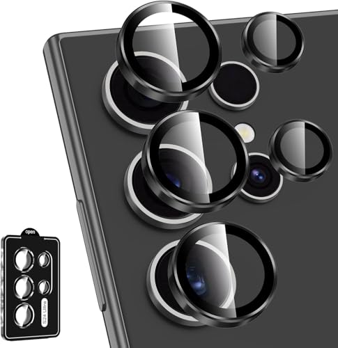 Image of NISHTECH Premium Camera Lens Protector Compatible For Samsung Galaxy S24 Ultra 5G (Black) Camera Lens Protector - 9H Tempered Glass, Military-Grade Anti-Scratch, Case-Friendly, Easy Install Frame
