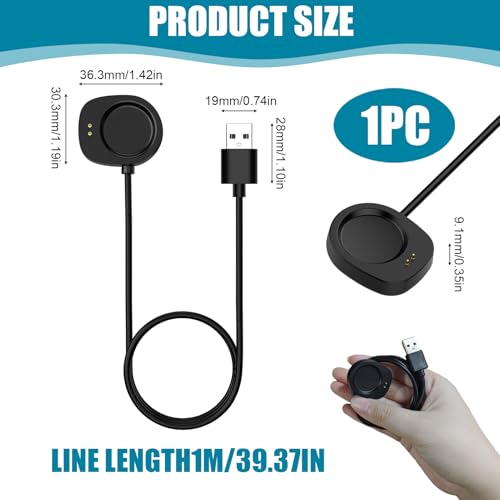 Cable de Carga para Smartwatch Compatible con Amazfit Balance Balance 2 T-Rex 3, 100cm Cargador, Repuesto con Protección de Corriente Segura Conexión Estable Accesorio Portátil para Reloj Inteligente - imagen 2