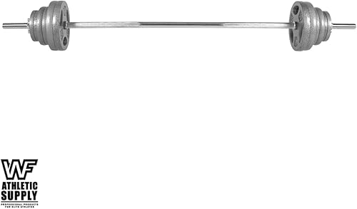 Miniatura 10 de WF Athletic Supply Juego de pesas de mancuernas ajustables con rizo EZ moleteado cromado de 1 pulgada o mango de barra recta, entrenamiento de