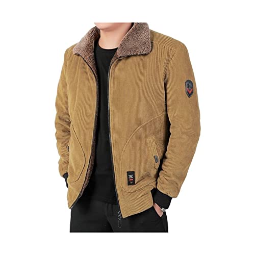 FUHU SJZ Chaqueta de Pana para Hombre,Cierre Con Cremallera Cotton Canvas Worker Jacket Chaqueta de Jean Para Hombre Cazadora de Transición Vintage Style (Color : Brown, Size : L)
