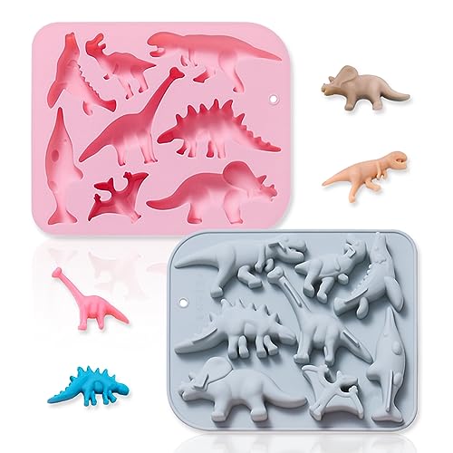 2Pcs Cute Dinosaur Silicone Cake Molds Cartoon 3D Dino Chocolate Gummy Tray 8 Cavity Candy Fondant Mould Cake Baking Decorating Tools DIY Handmade Soap for Cupcake Topper Décor by JOMIHONEY - Used condition - US$6.52
