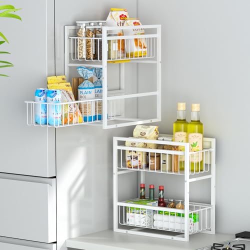 DAIWIN【耐荷重40kg・2Way置き】キッチン マグネット 収納 2段 引き出しラック 冷蔵庫サイドラック 洗濯機横 収納 マグネット 隙間収納 大容量 自立 置き型 磁石 スパイスラック マグネット 調味料ラック ランドリー 玄関 浴室 省スペース コンロ横 キッチンラックの画像