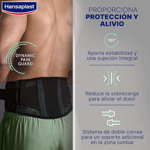 Hansaplast Soporte Protector de Espalda Ajustable, Apoyo y estabilidad, Faja negra para el alivio del dolor, Faja lumbar para sujeción adicional - imagen 2