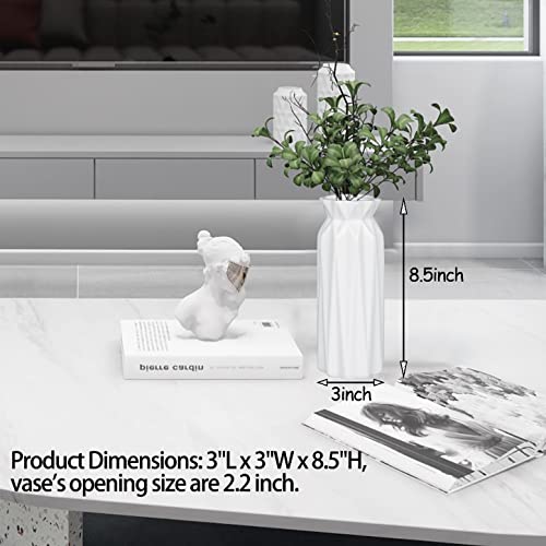 Bright Glazed Vase For Pampas Grass Flowers, Baroque Vases For Mantle Entryway Table Shelf Home Decor Wedding, White Vase Perfect For 12 To 22 Inch Fluffy Stem Bouquet Dried Plants Lavender #TOP5
